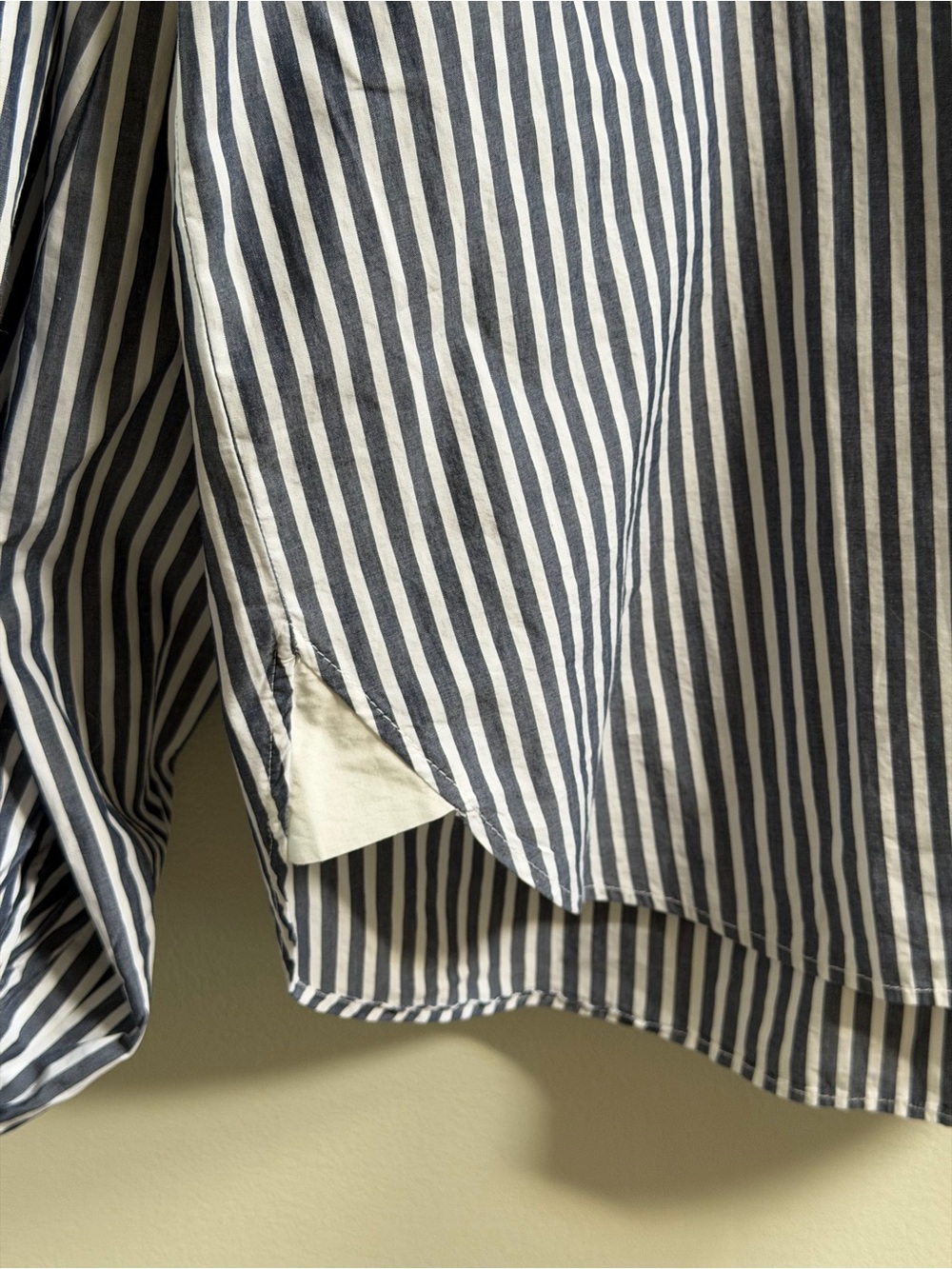 Ann Taylor‎ LOFT Striped Colorblock Poplin Bishop Sleeve Blouse Preppy Coastal L - Picture 9 of 14